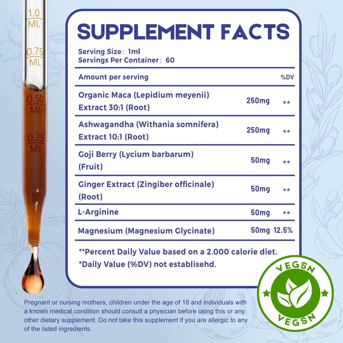 Maca Root Ashwagandha Liquid Drops 4 fl oz 2 Pack I577