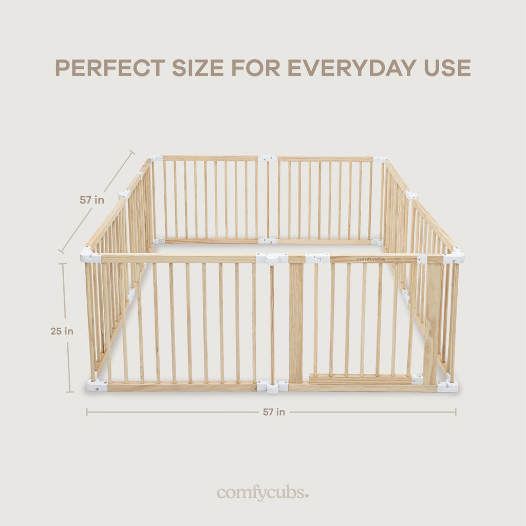 Foldable Playpen Light Wood White U60503