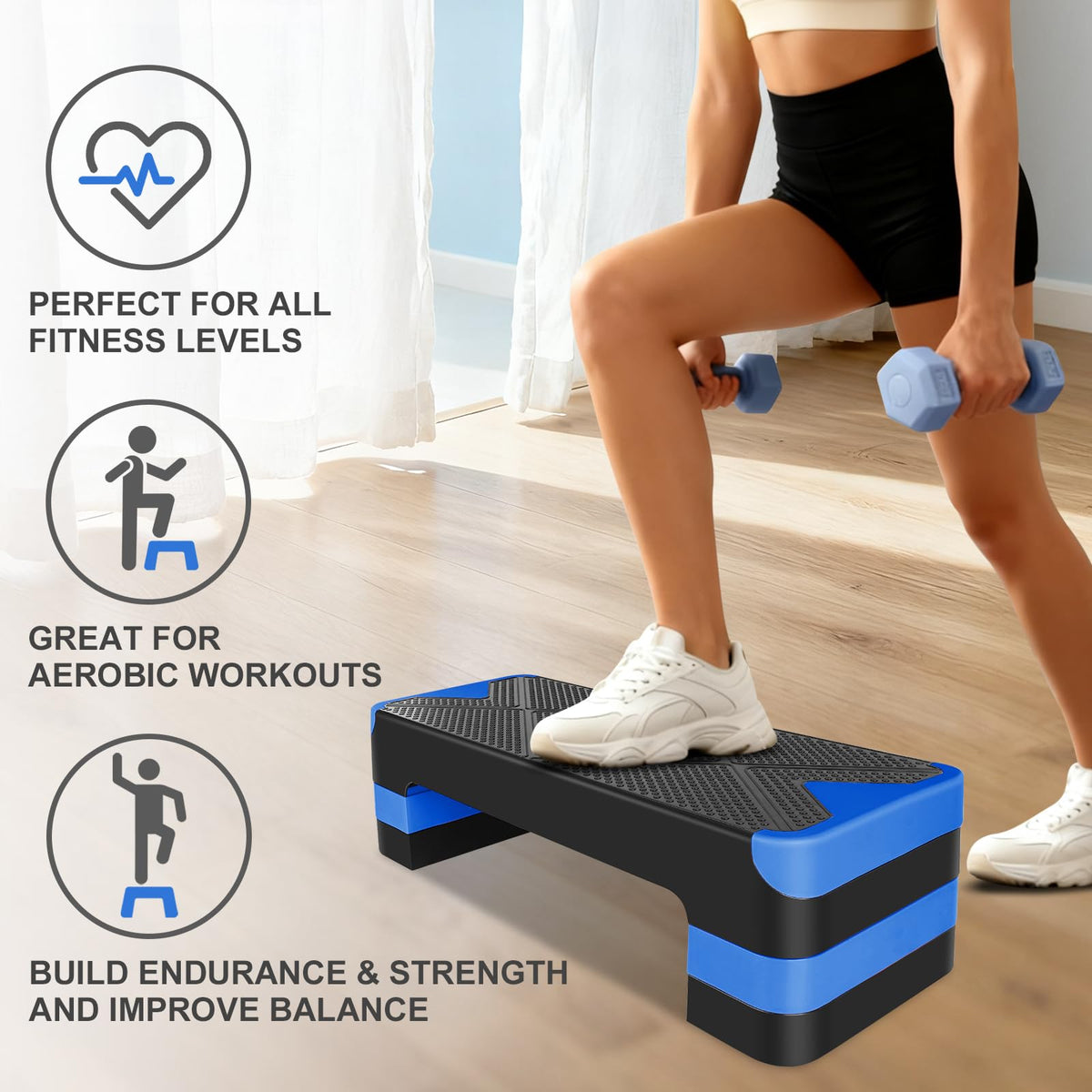 27" Adjustable Aerobic Step Platform with 4 Risers X746