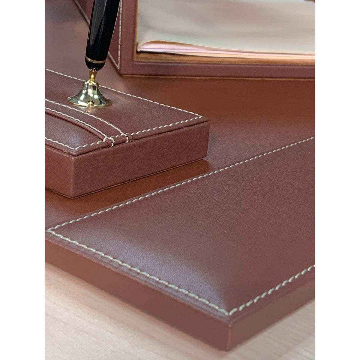 Rustic Brown Leather Desk Set, 7-Piece C17782