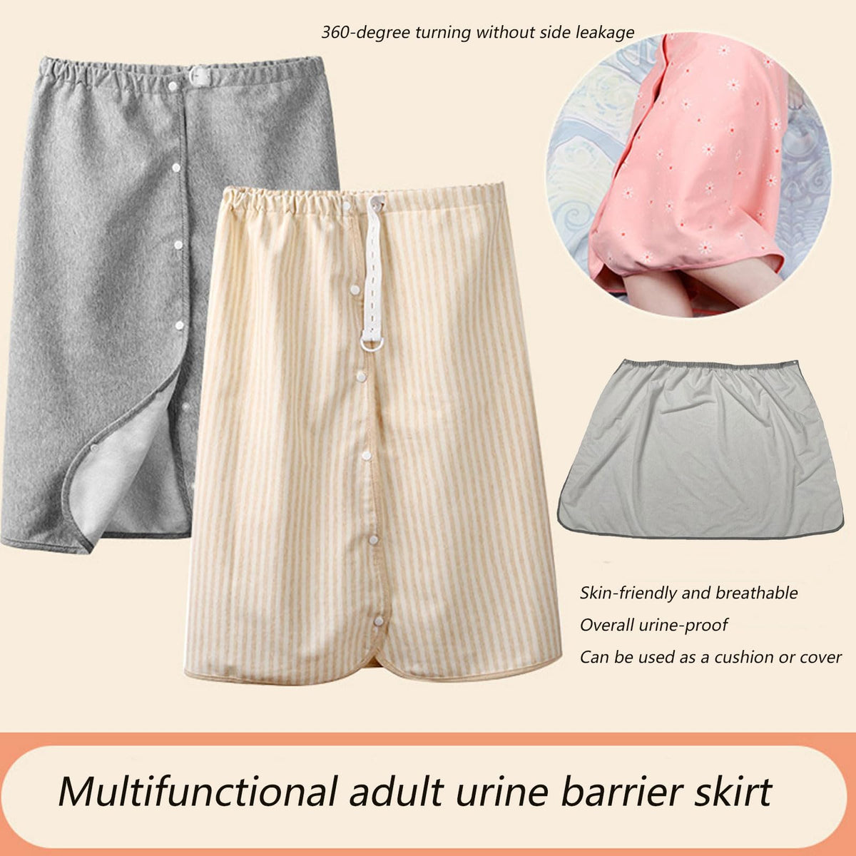 Full Open Waterproof Adjustable Reusable Adult Diaper Skirt I14165