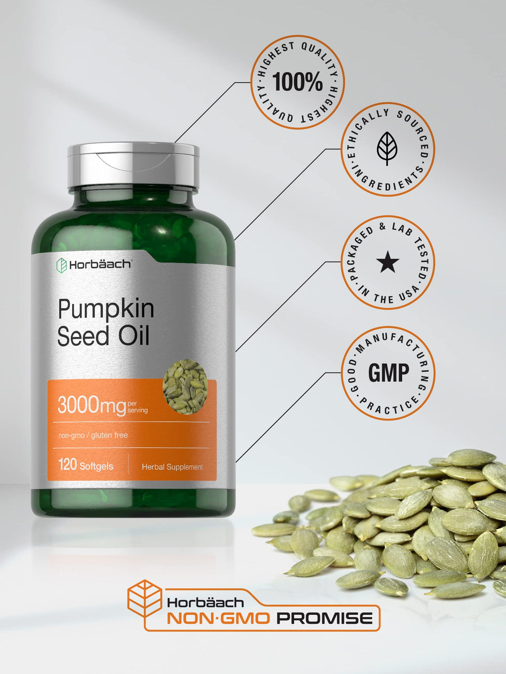 Pumpkin Seed Oil 3000mg 120 Softgel Capsules A247320