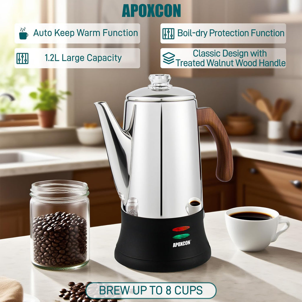 Electric Stainless Steel Coffee Percolator 8 Cup W8662