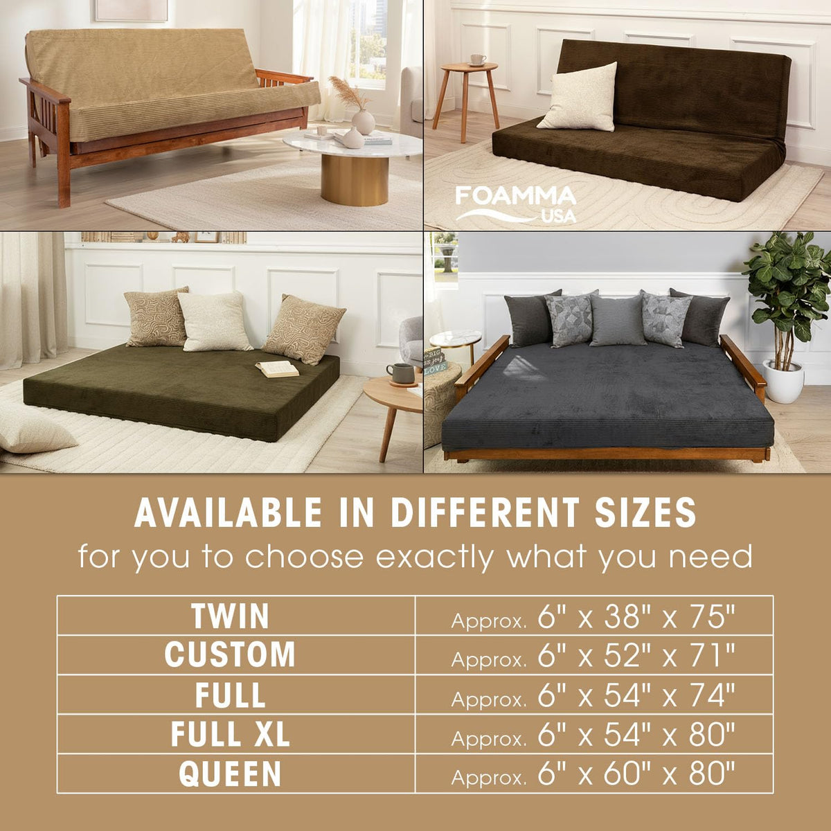 6-Inch Memory Foam Futon Mattress with Removable Cover K73225