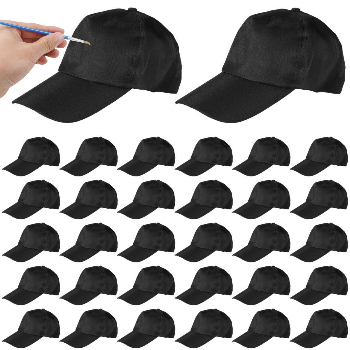 Black Adjustable Polyester Baseball Caps J599
