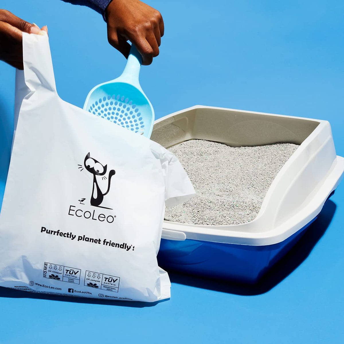 X-Large Corn Starch Leak Resistant Cat Litter Waste Bags with Easy-Tie Handles W599132