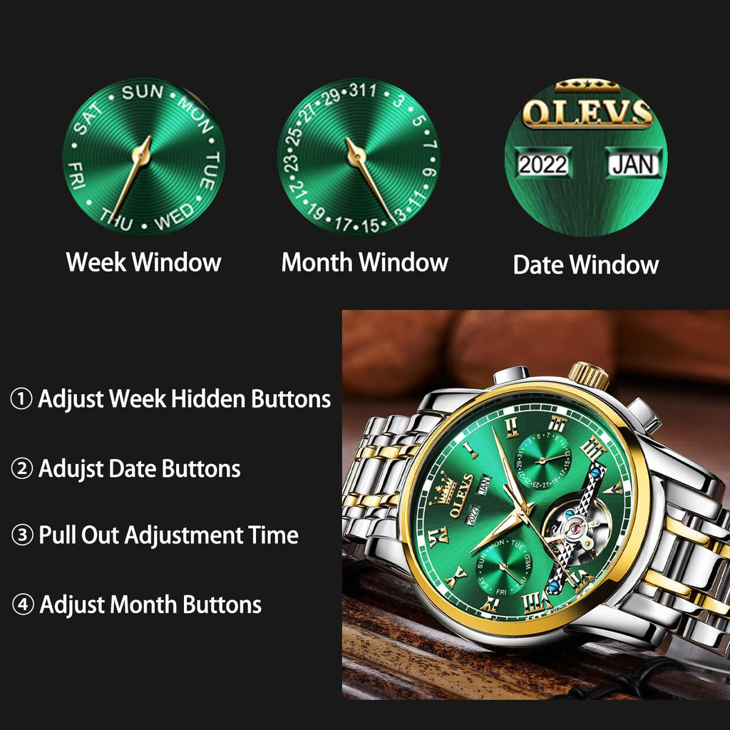 Automatic Mechanical Waterproof Stainless Steel Wrist Watch P3008