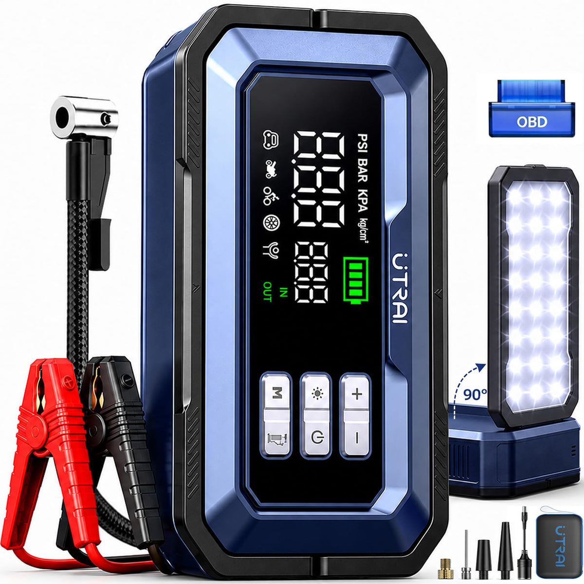 12V 8000A Portable Jump Starter with Air Compressor Y35507
