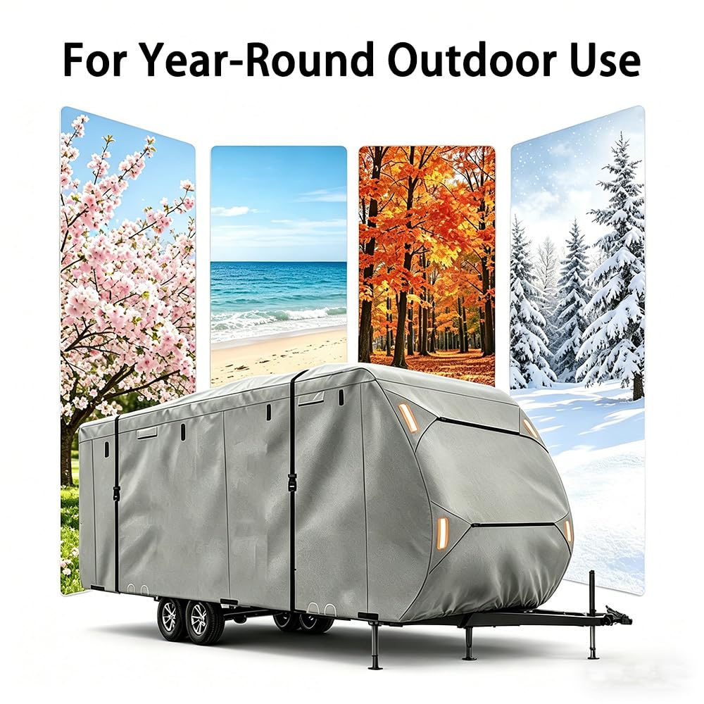 Waterproof 420D Travel Trailer Cover with Adjustable Straps M979279