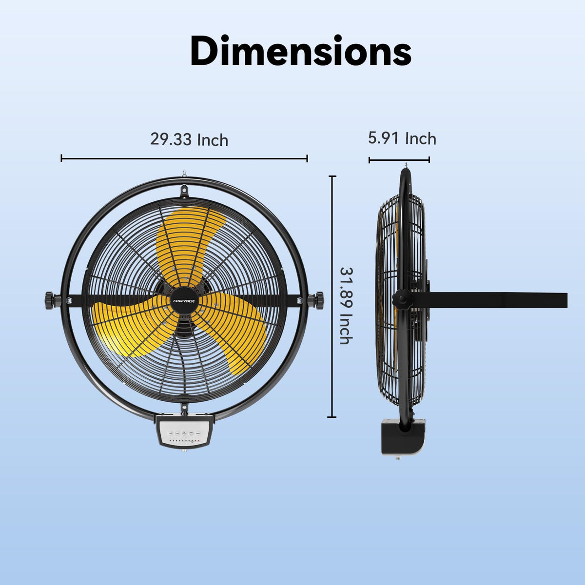 20 Inch 3 Speed 5200 CFM Wall Mount Fan D467