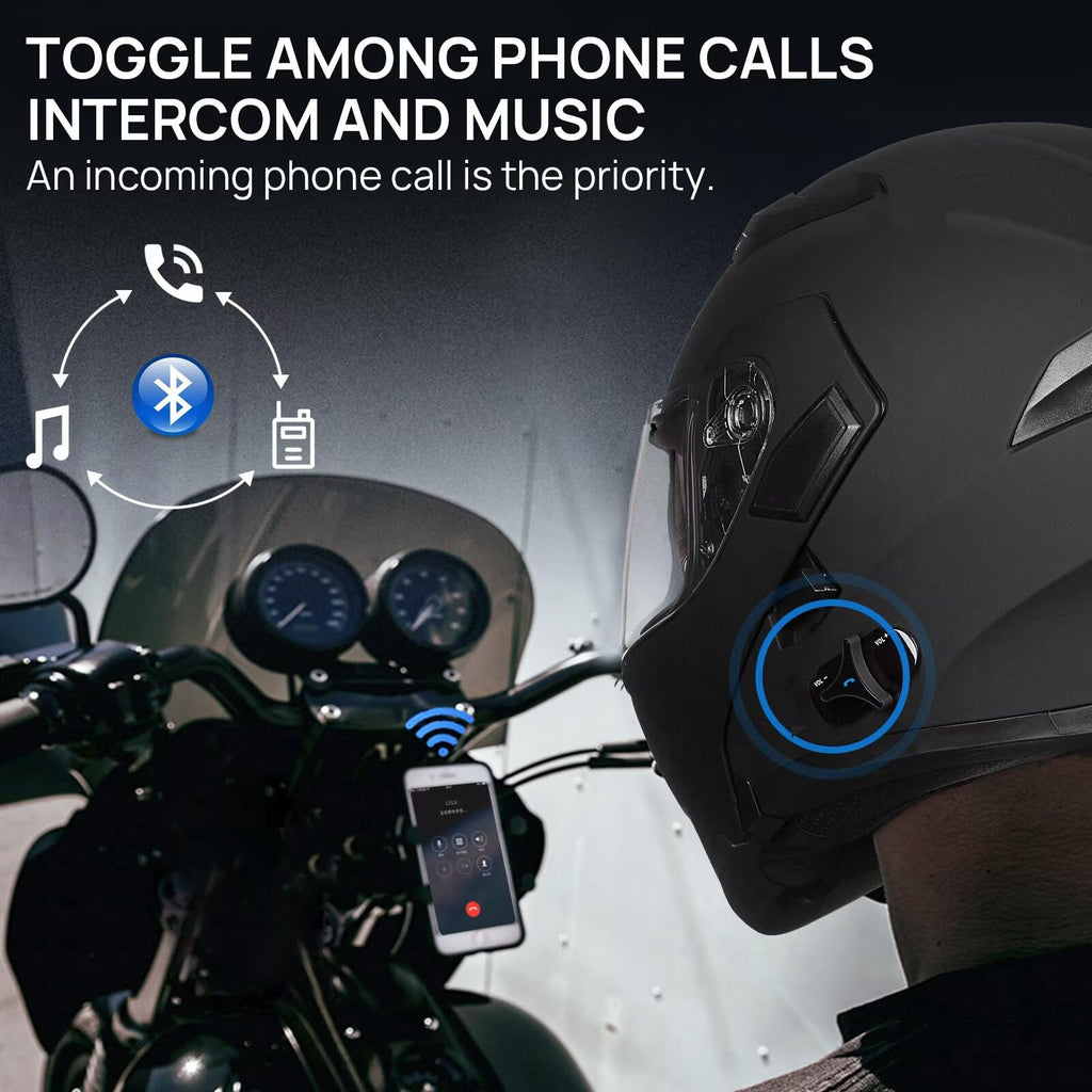 Bluetooth Modular Flip up Full Face Motorcycle Helmet I9476