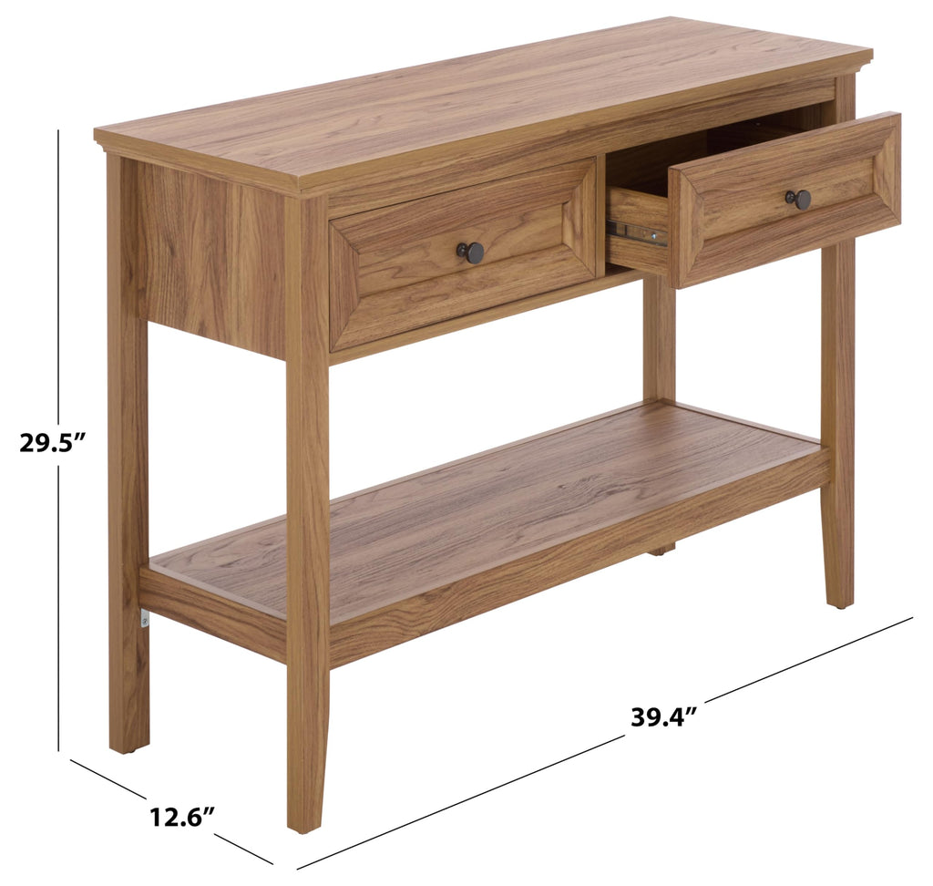 Oak 2-Drawer Console Table with Shelf Storage U768