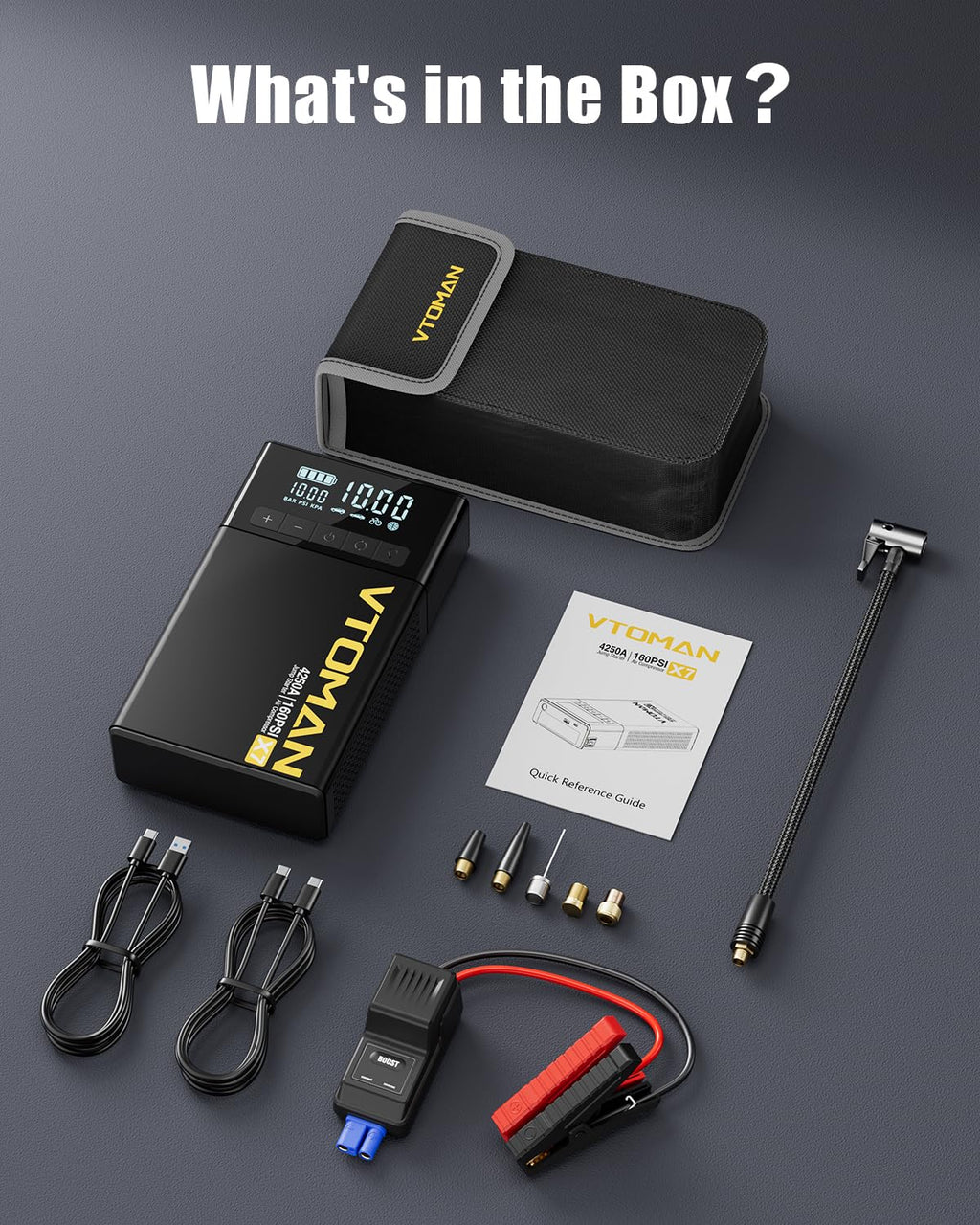 Jump Starter with Air Compressor, 160PSI Tire Inflator G877