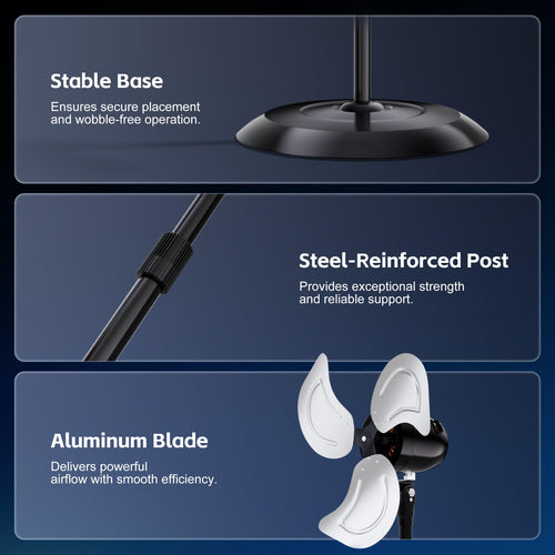 24" High Velocity Oscillating Pedestal Fan, 8000 CFM 3-Speed Standing Fan Z9938