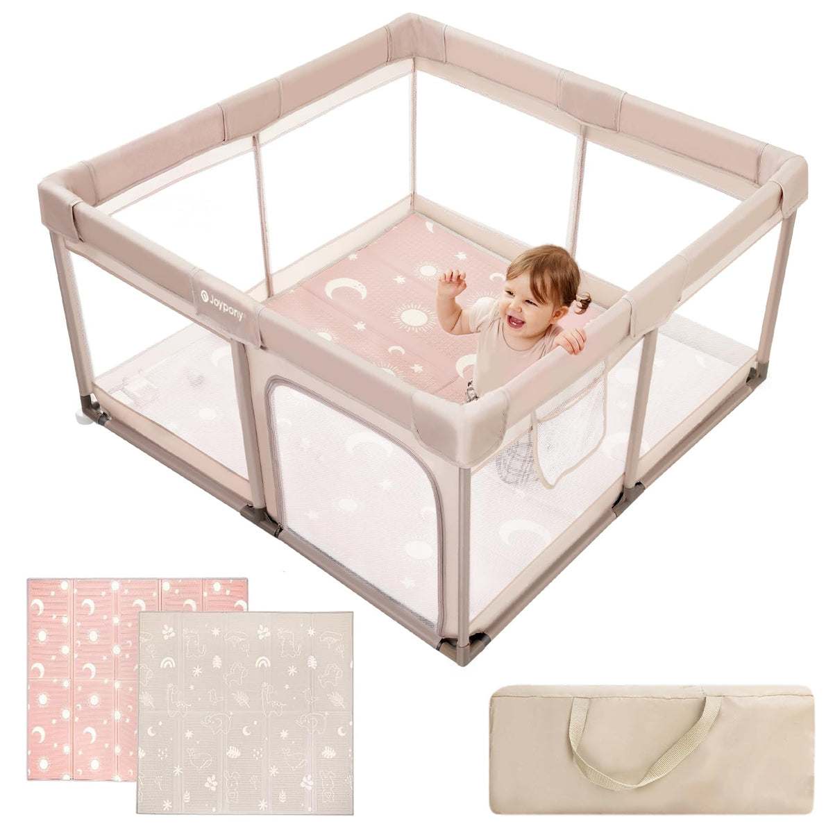Baby Playpen with Mat 50x50 in Beige R753