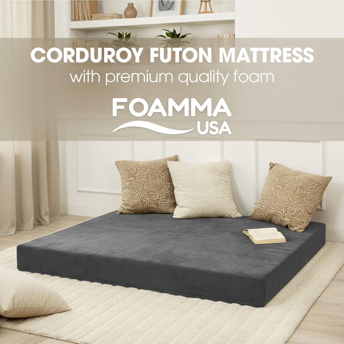 6-Inch Memory Foam Futon Mattress with Removable Cover K73225