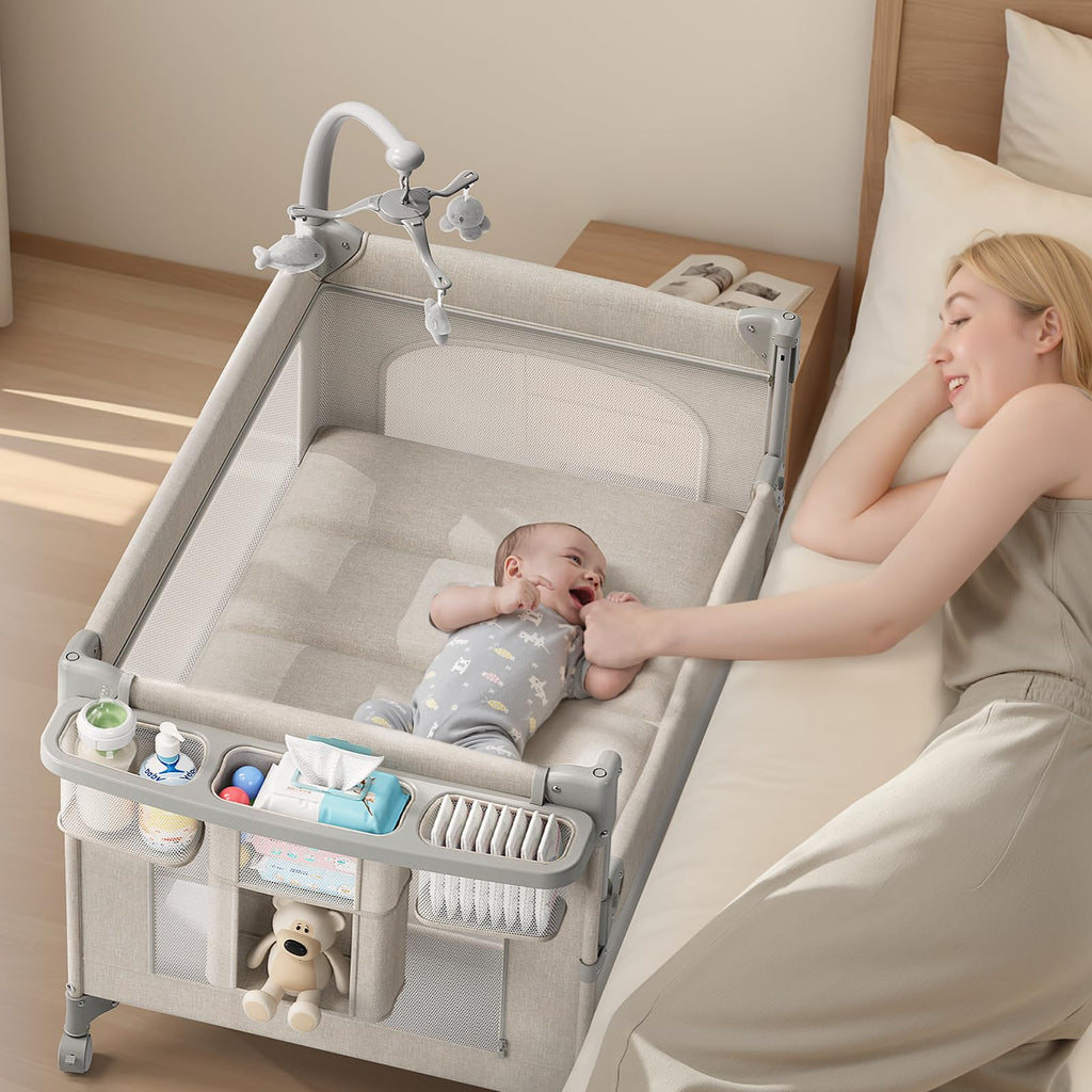 Baby Bassinet, Pack and Play, Bedside Crib Sleeper, Diaper Changer E44469