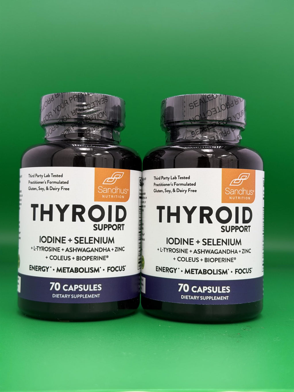 Thyroid Support with Selenium, Zinc, Iodine, L Tyrosine, Ashwagandha, 70 Count (Pack of 2) X16507