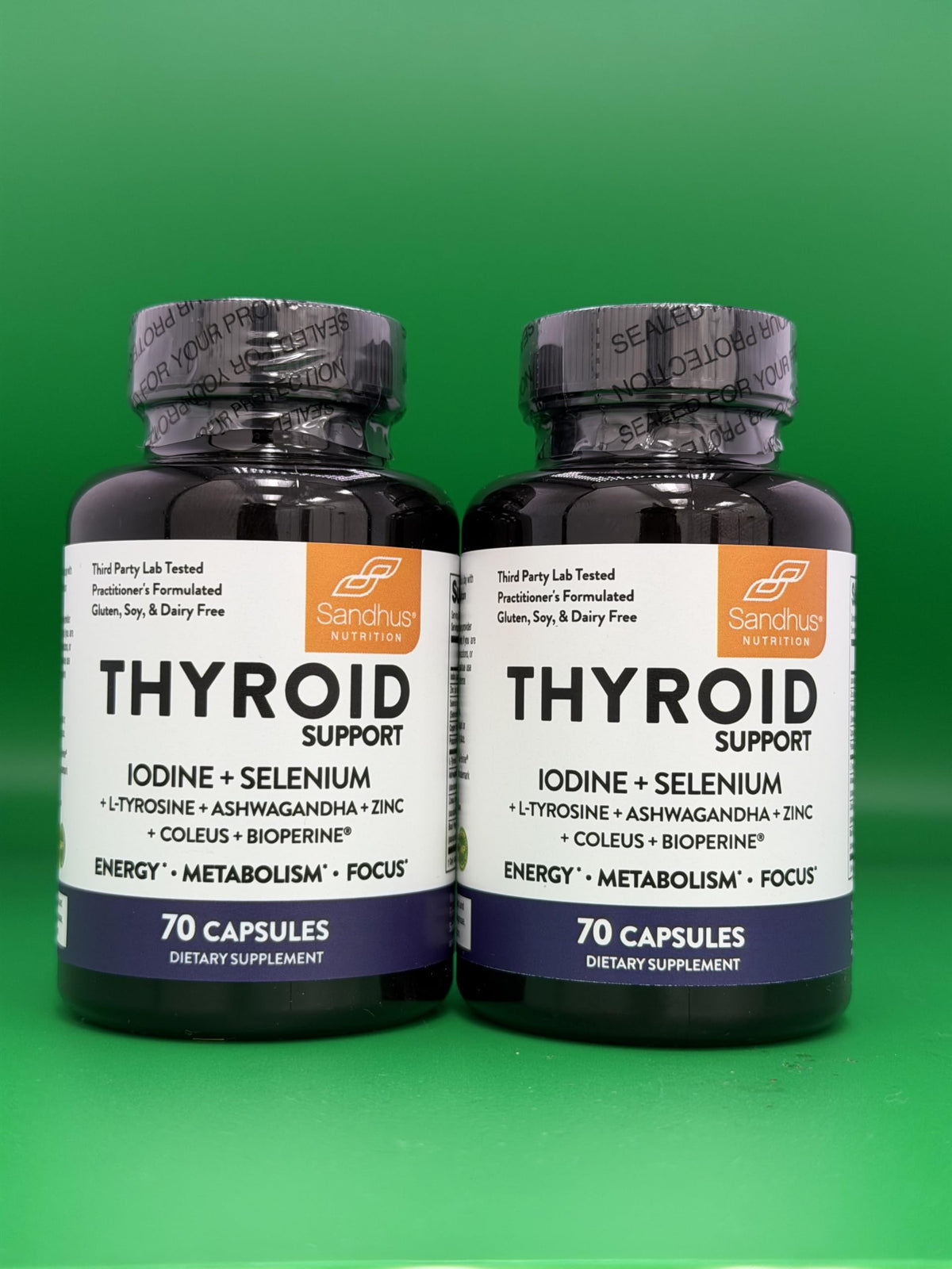 Thyroid Support with Selenium, Zinc, Iodine, L Tyrosine, Ashwagandha, 70 Count (Pack of 2) X16507