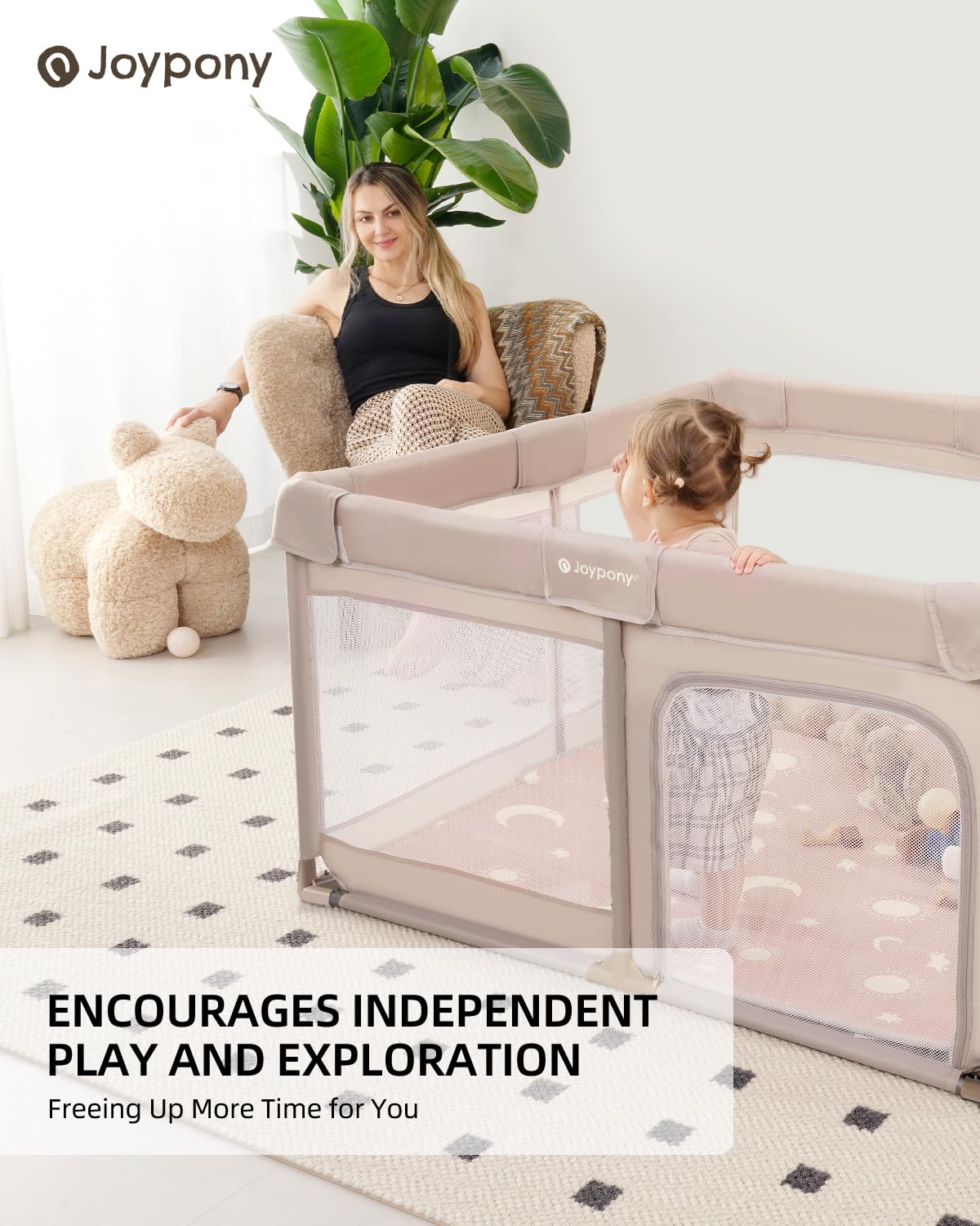 Baby Playpen with Mat 50x50 in Beige R753