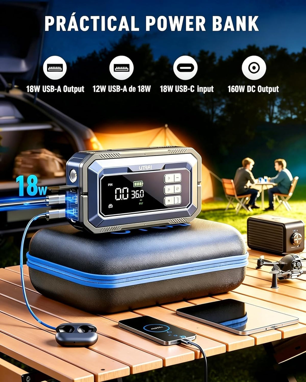 12V 8000A Portable Jump Starter with Air Compressor Y35507