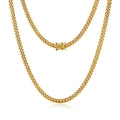 4mm 6mm Gold Plated Stainless Steel Cuban Link Chain Necklace Bracelet W84606