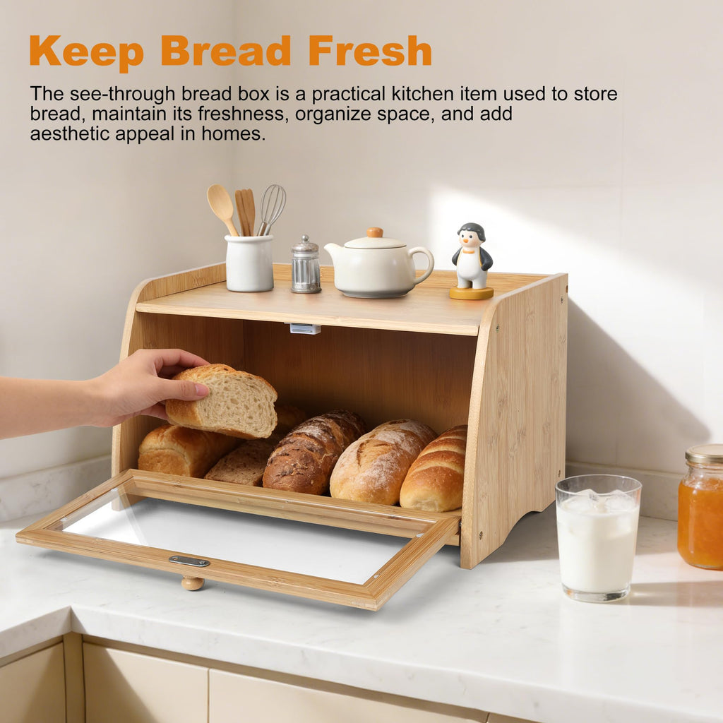 Large Bamboo Bread Box K7609