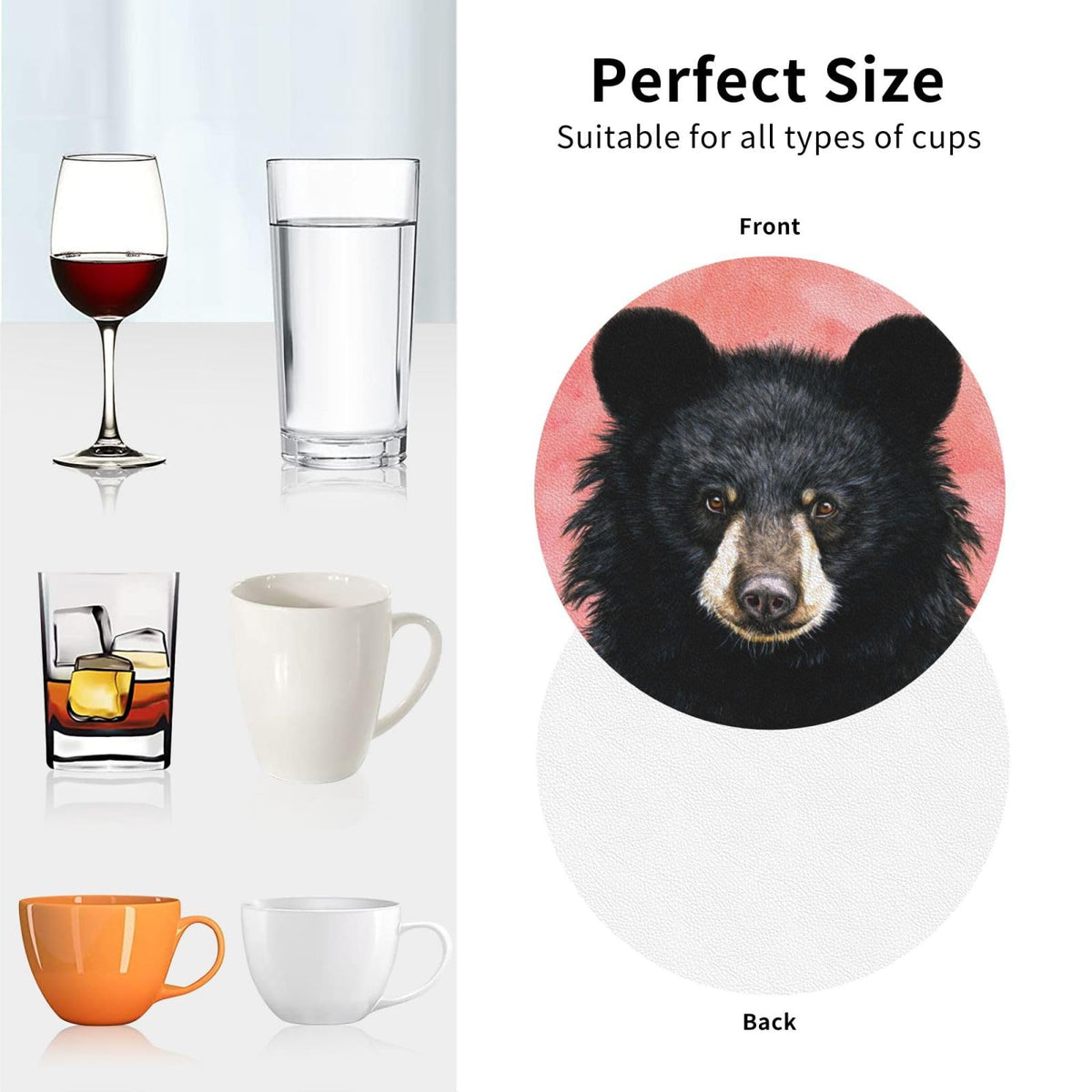 Black Bear Leather Coasters Set of 4 O936275
