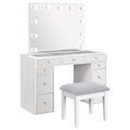 White Velvet 9-Drawer Vanity Table Set G7137