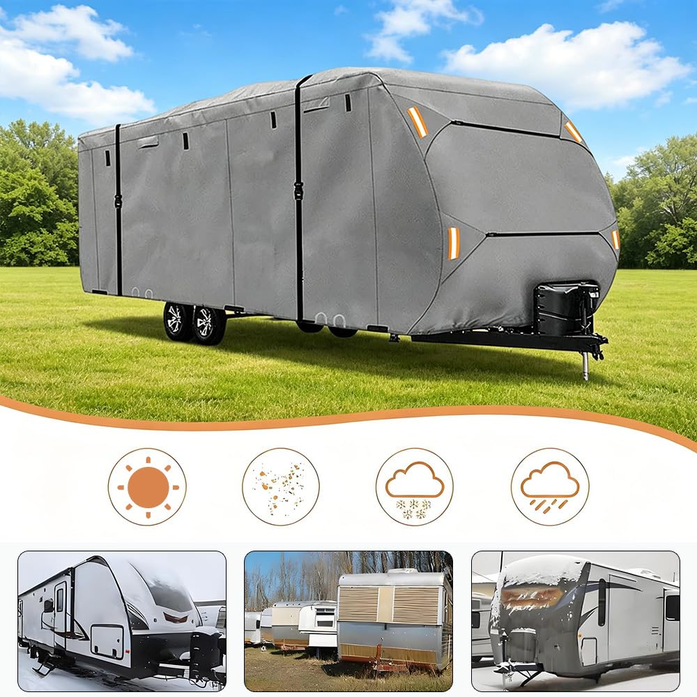 Waterproof 420D Travel Trailer Cover with Adjustable Straps M979279