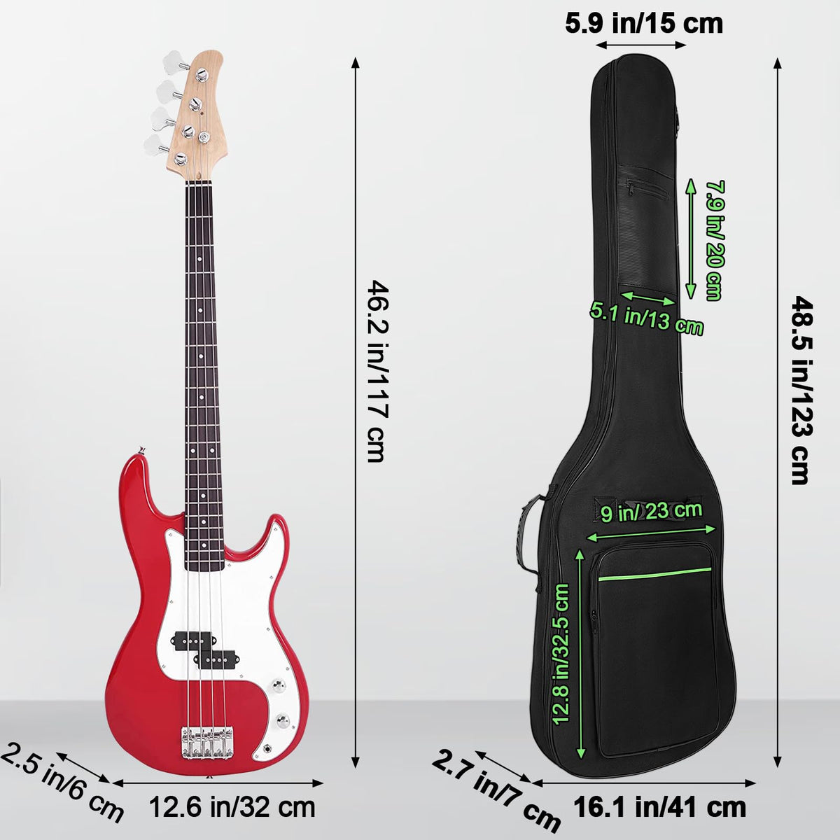 Black Waterproof Padded Electric Bass Guitar Gig Bag T8956