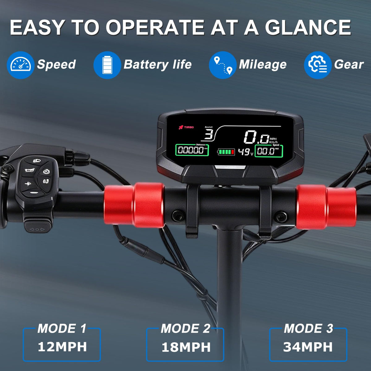 1200W 37 Mile Range 34MPH Foldable Electric Scooter with Seat M408670
