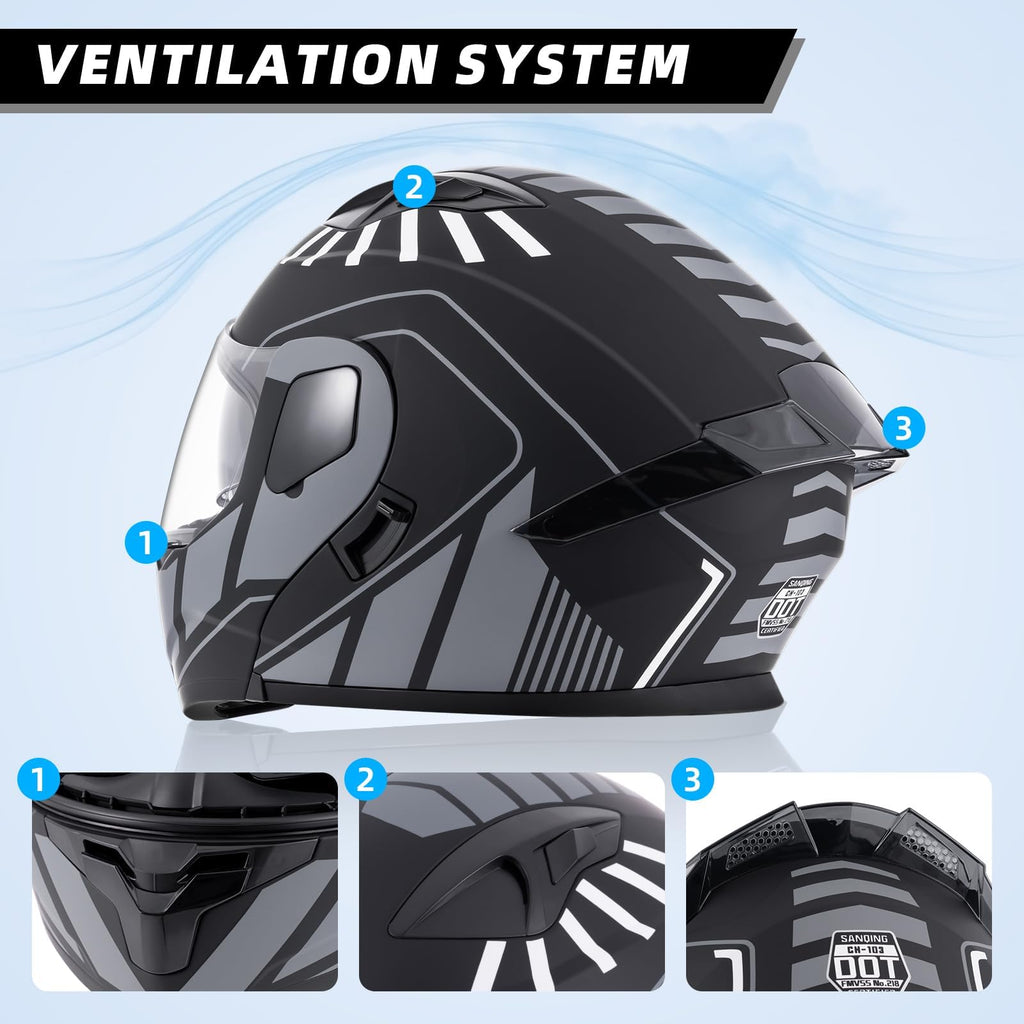Modular Motorcycle Helmet DOT Approved Flip up N9228