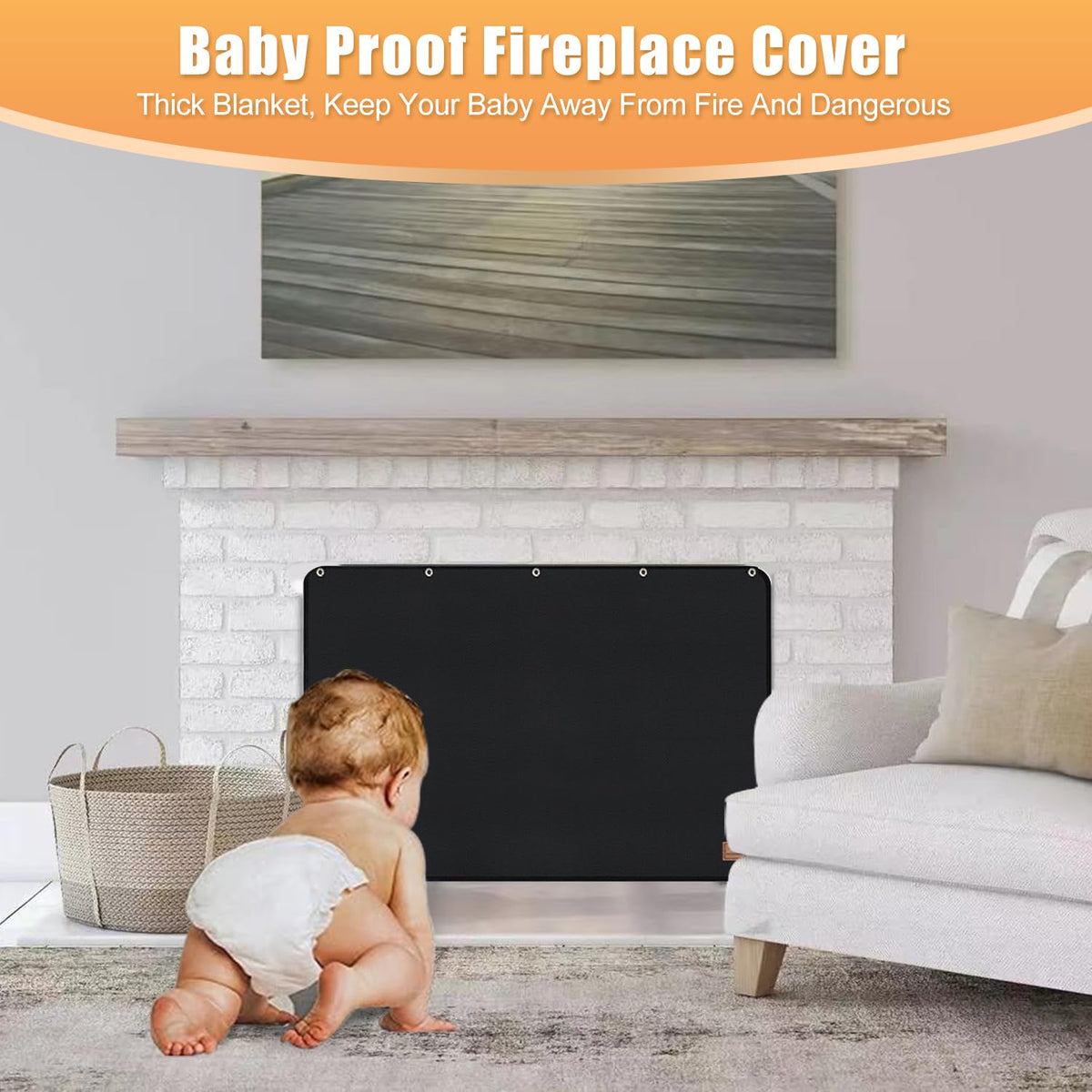 Black Fireplace Cover Z575431
