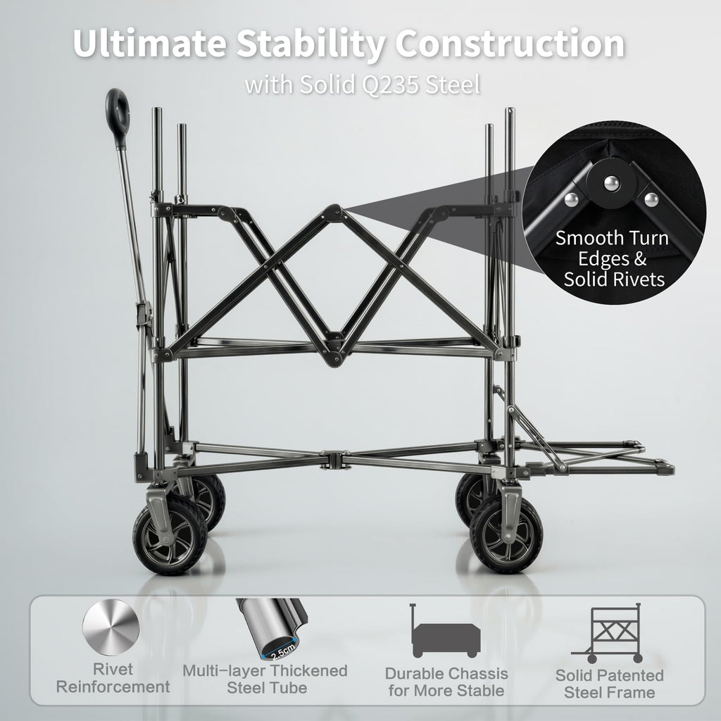 600L Foldable Collapsible Wagon Cart with Wheels R654975