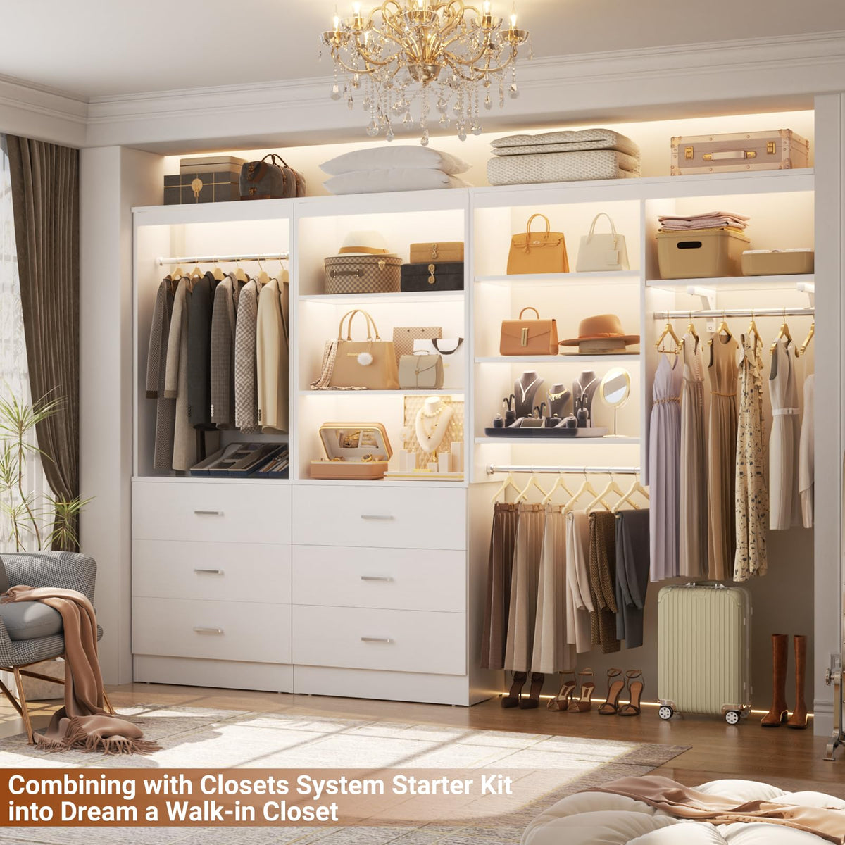 23.6" White Closet Drawers System with 3 Drawers Q509862