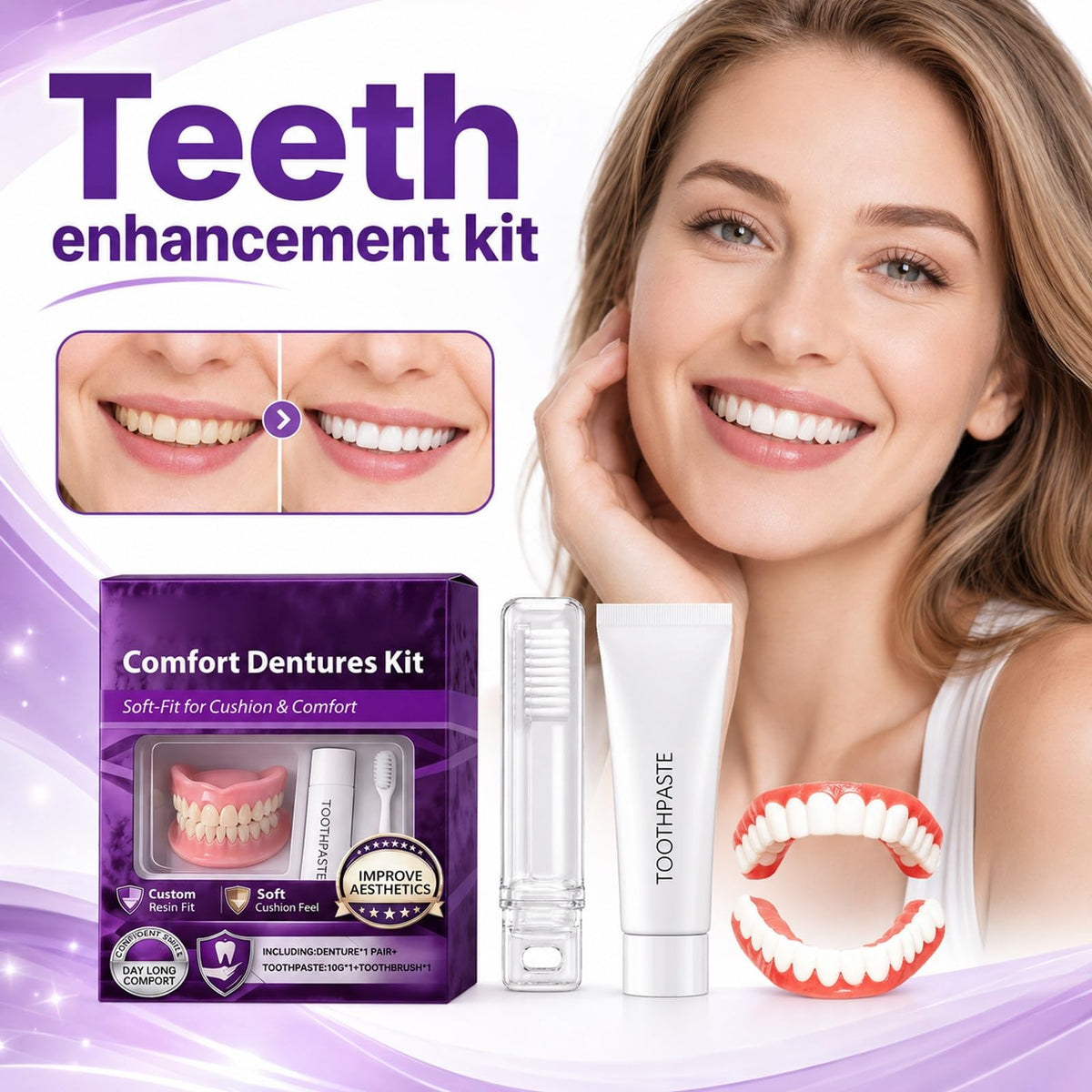 Silicone Dentures Upper & Lower Set N171858