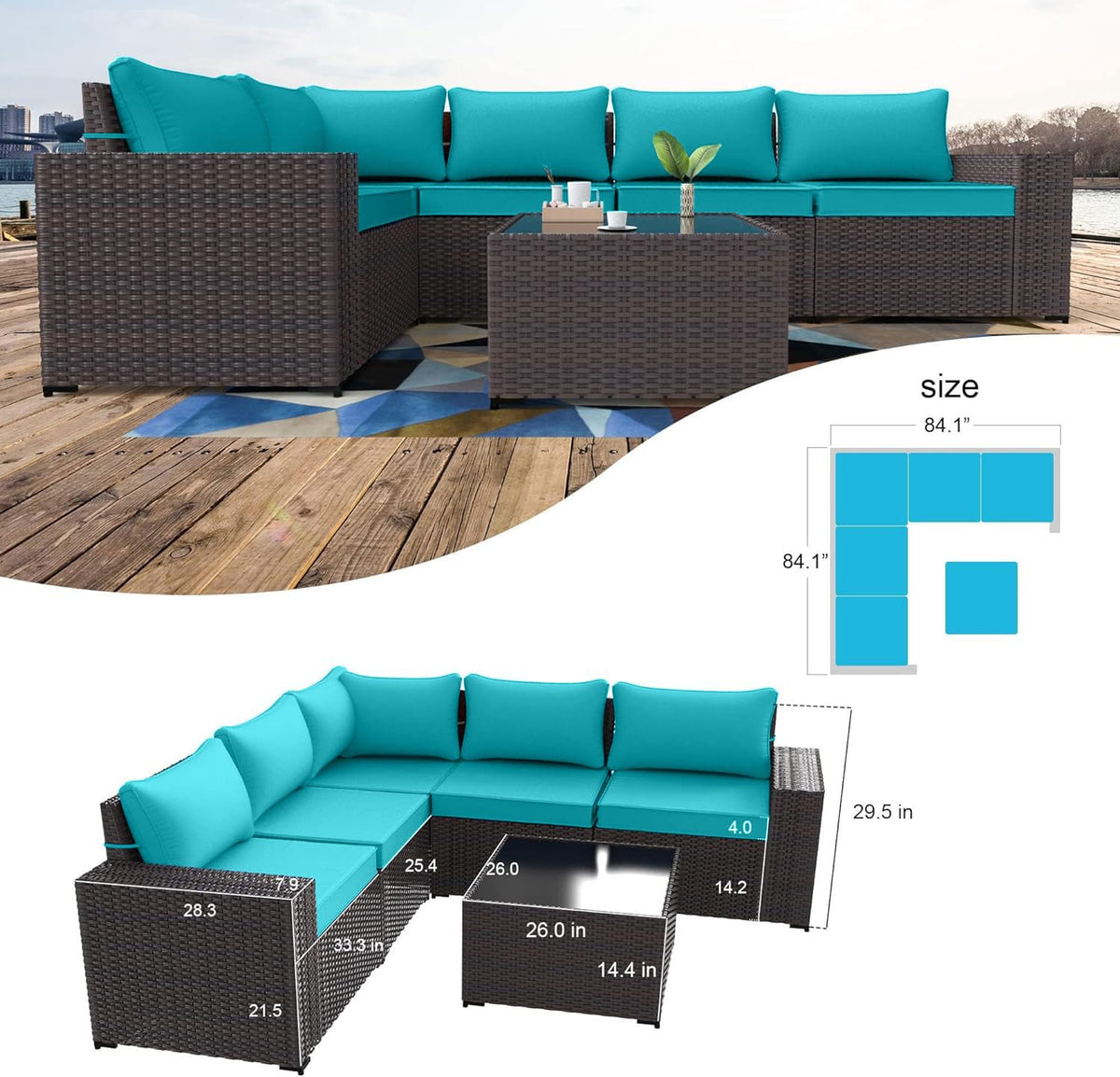 12PCS PE Wicker Rattan Sectional Sofa N341679