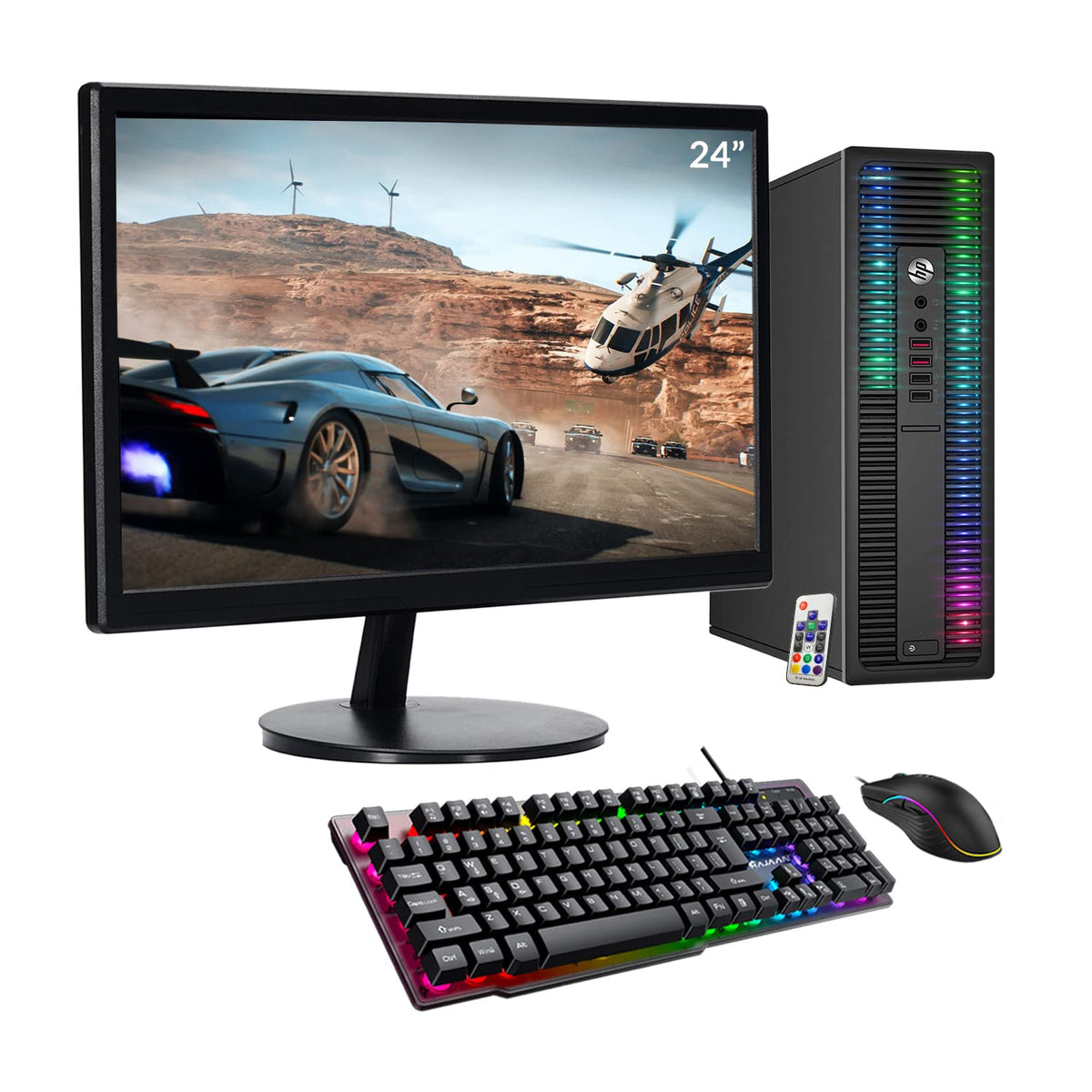 Custom Built RGB Lights PC with 24 Inch Monitor Intel Core i5 16GB RAM 512GB SSD S119
