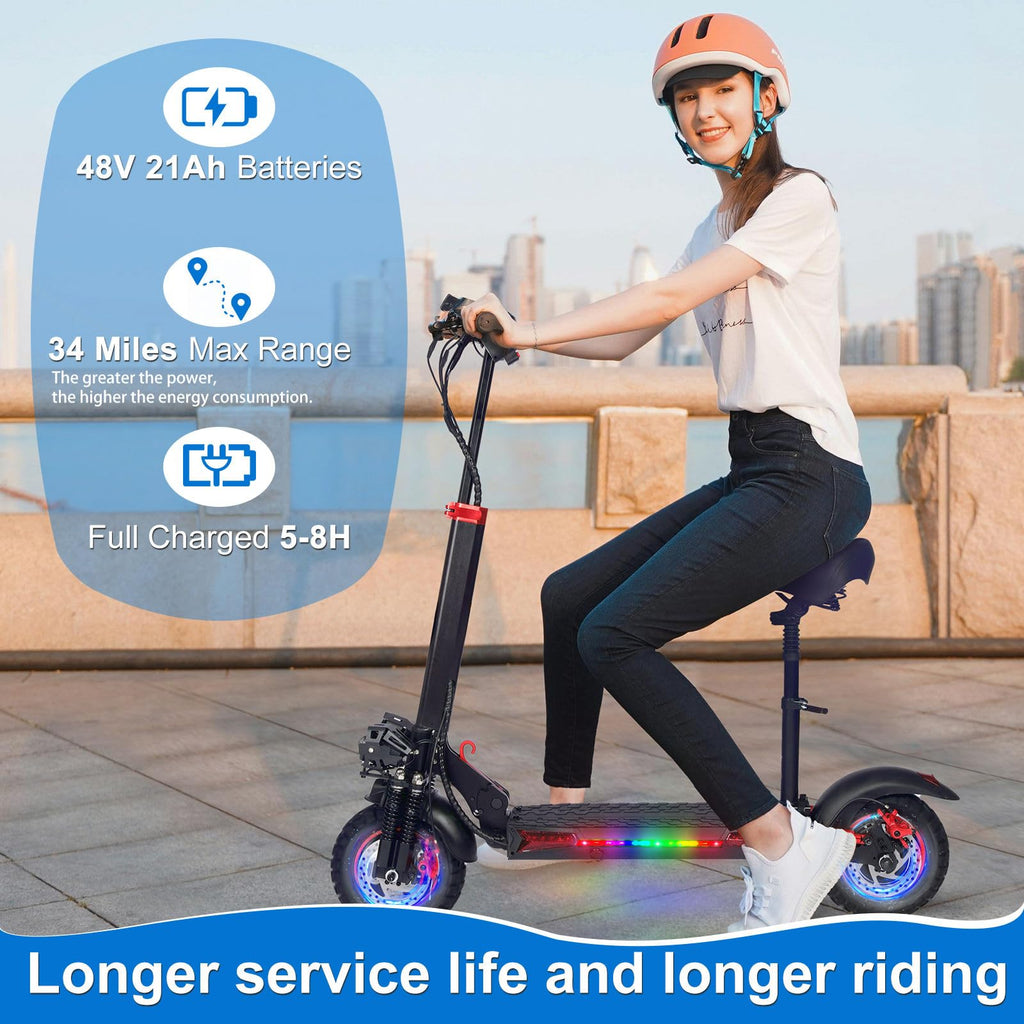 1200W 37 Mile Range 34MPH Foldable Electric Scooter with Seat M408670