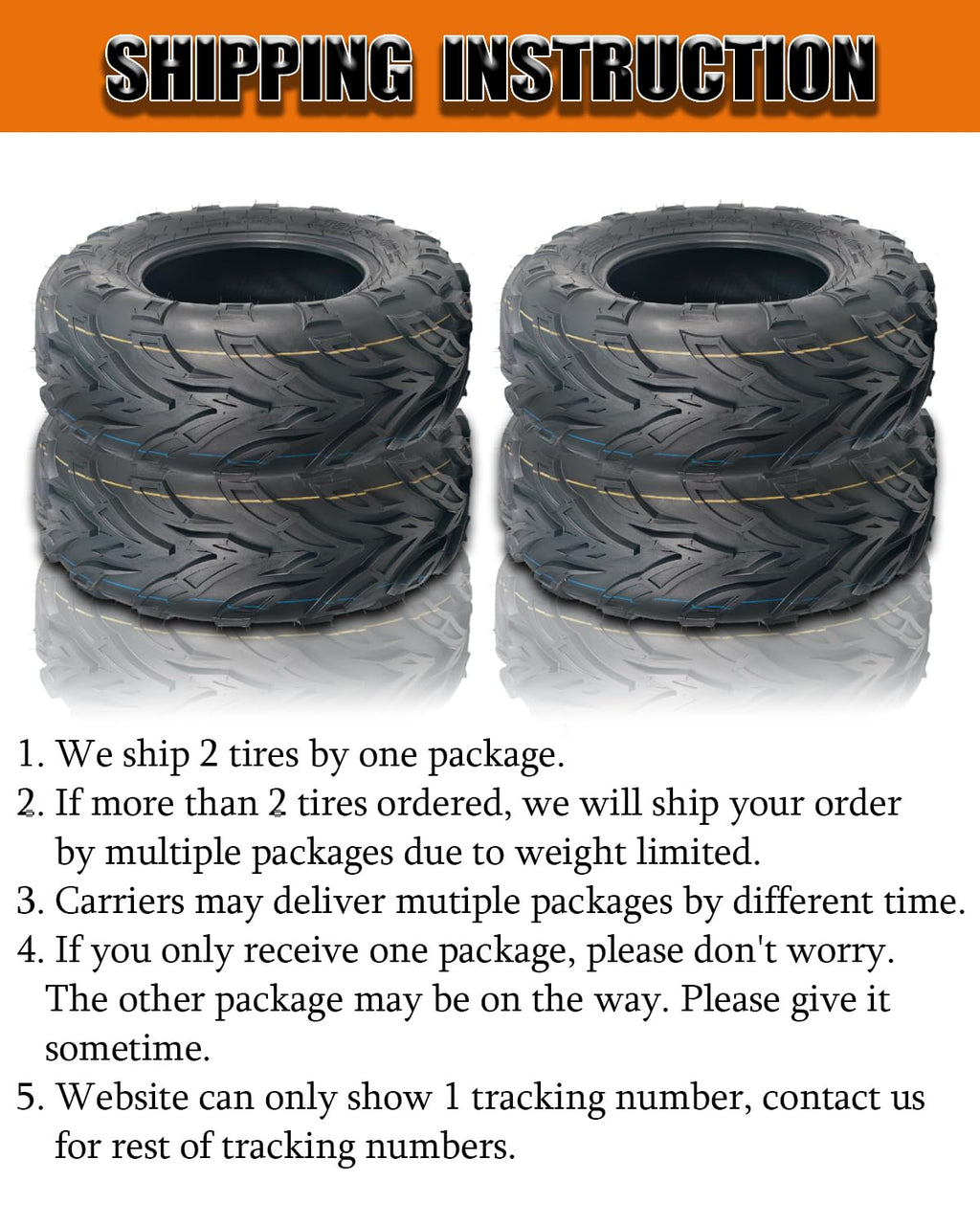 Set of 2 19x7-8 Tubeless ATV Tires M4139