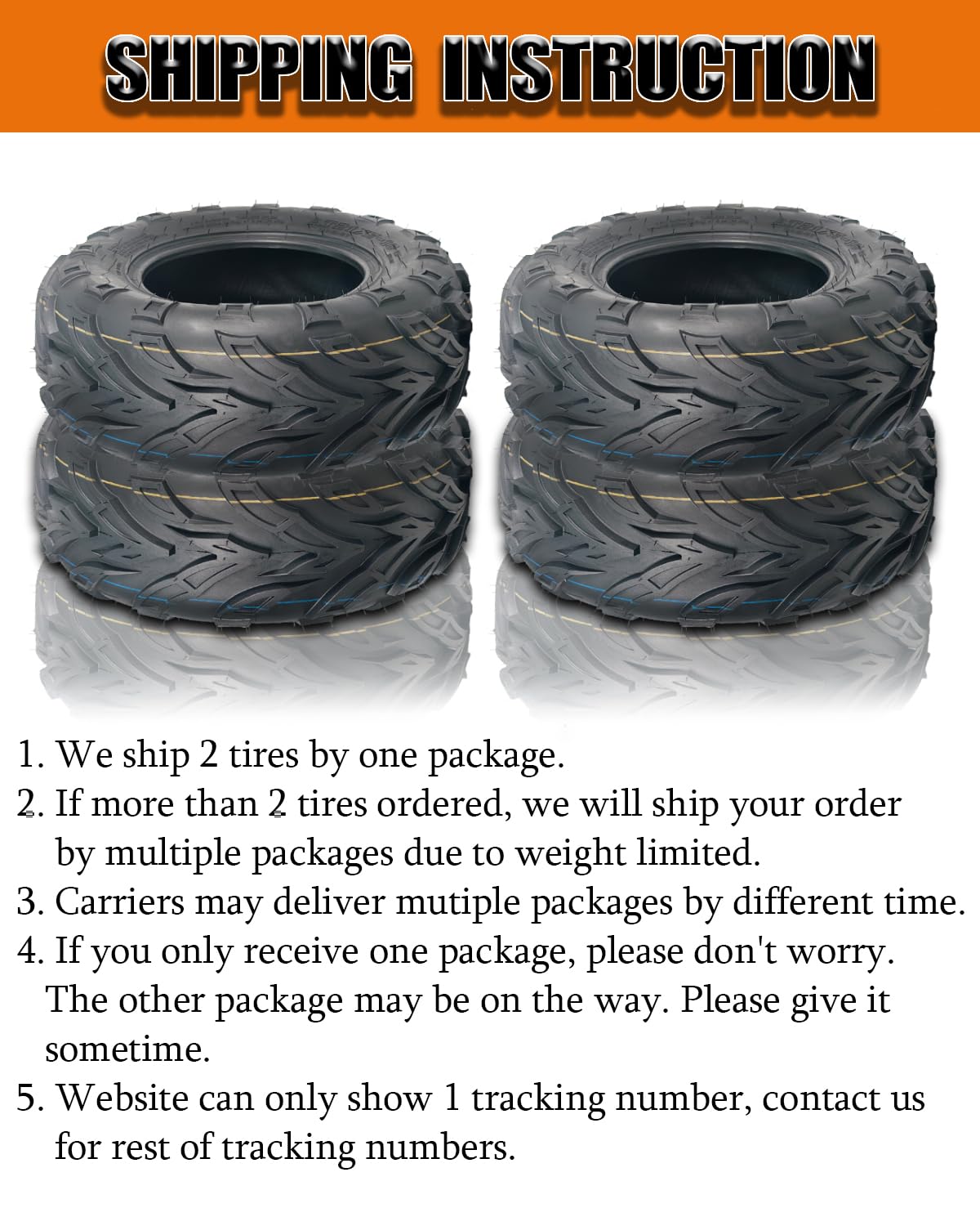 Set of 2 19x7-8 Tubeless ATV Tires M4139