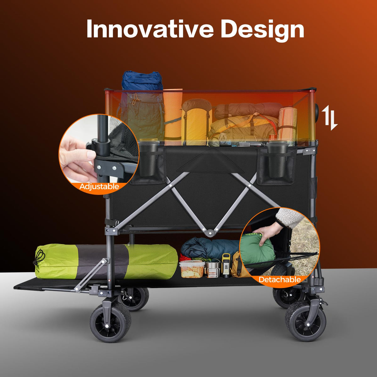 600L Foldable Collapsible Wagon Cart with Wheels R654975