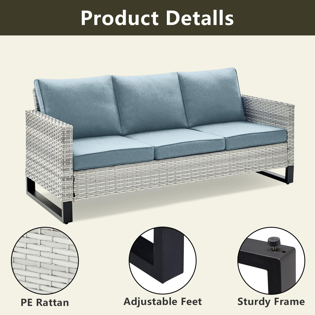 6 Piece Wicker Patio Conversation Set with Couch and Side Table I90479