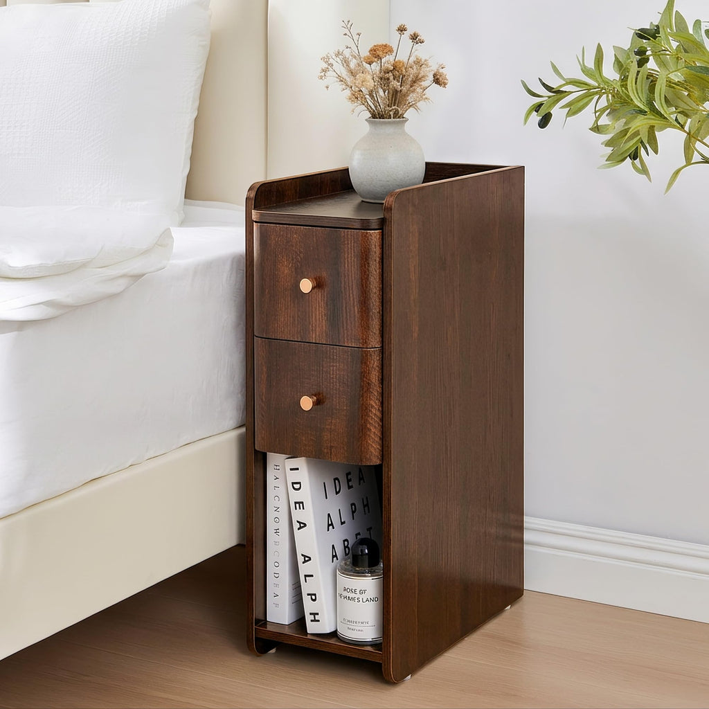 Wooden 2 Drawer Narrow Nightstand H78178