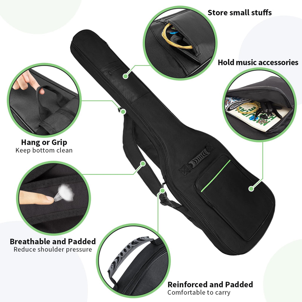 Black Waterproof Padded Electric Bass Guitar Gig Bag T8956