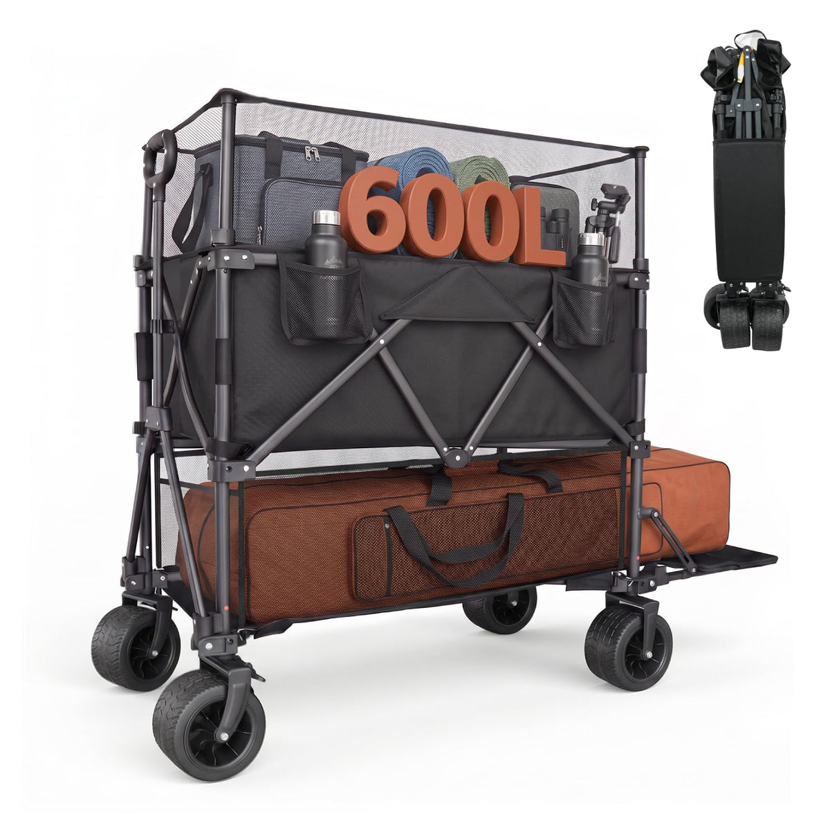 600L Foldable Collapsible Wagon Cart with Wheels R654975