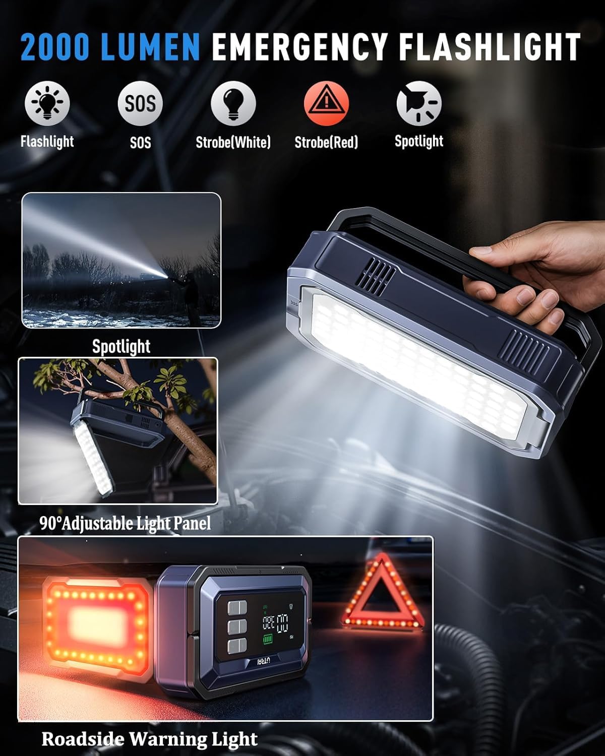 12V 8000A Portable Jump Starter with Air Compressor Y35507