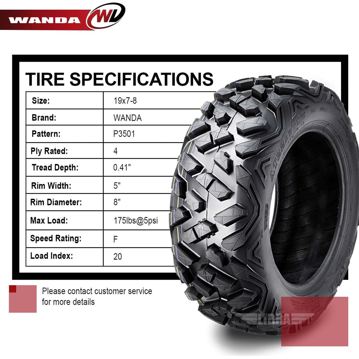 2 ATV Tires 19x7-8 A104