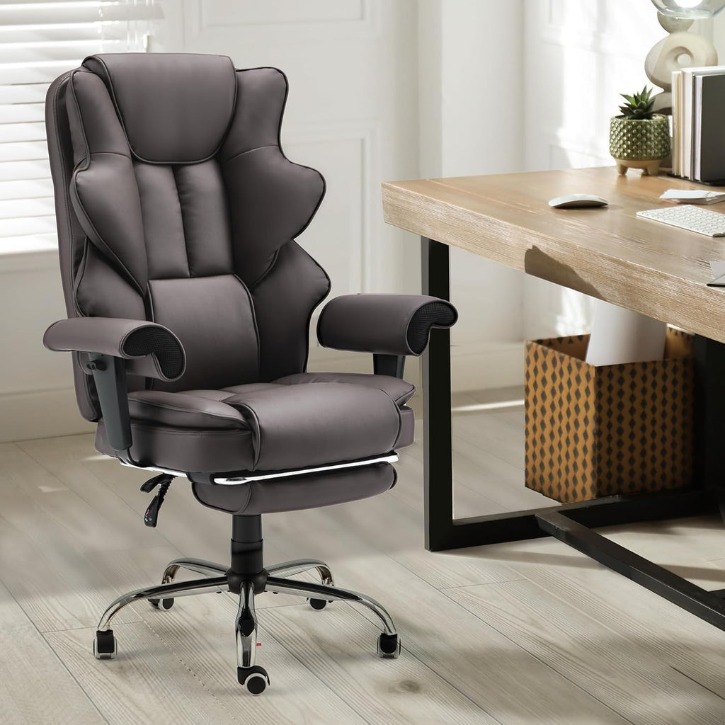 Brown Heated Massage Office Chair with Foot Rest Q274894